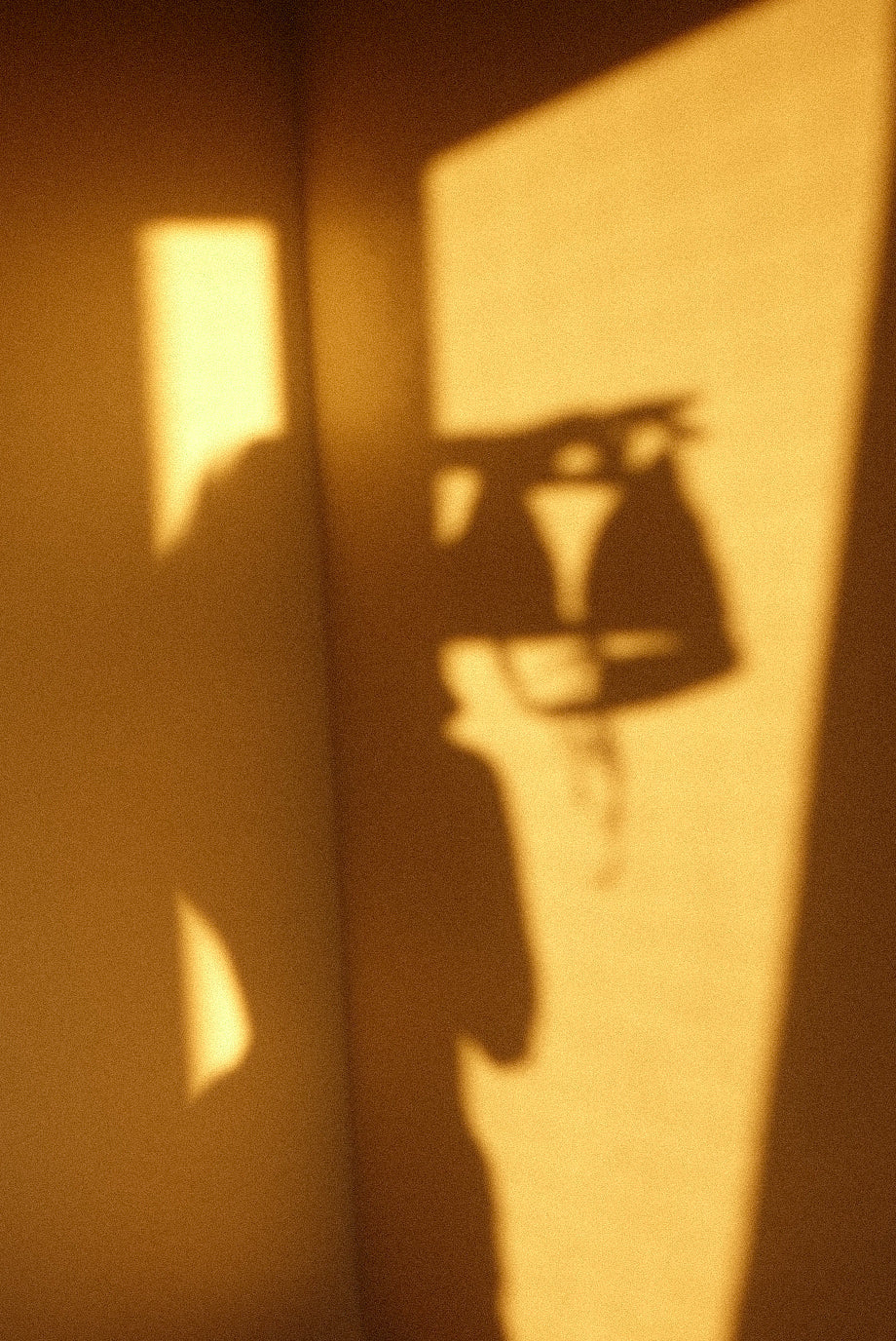 shadow on the wall of a woman holding the TAINA bra